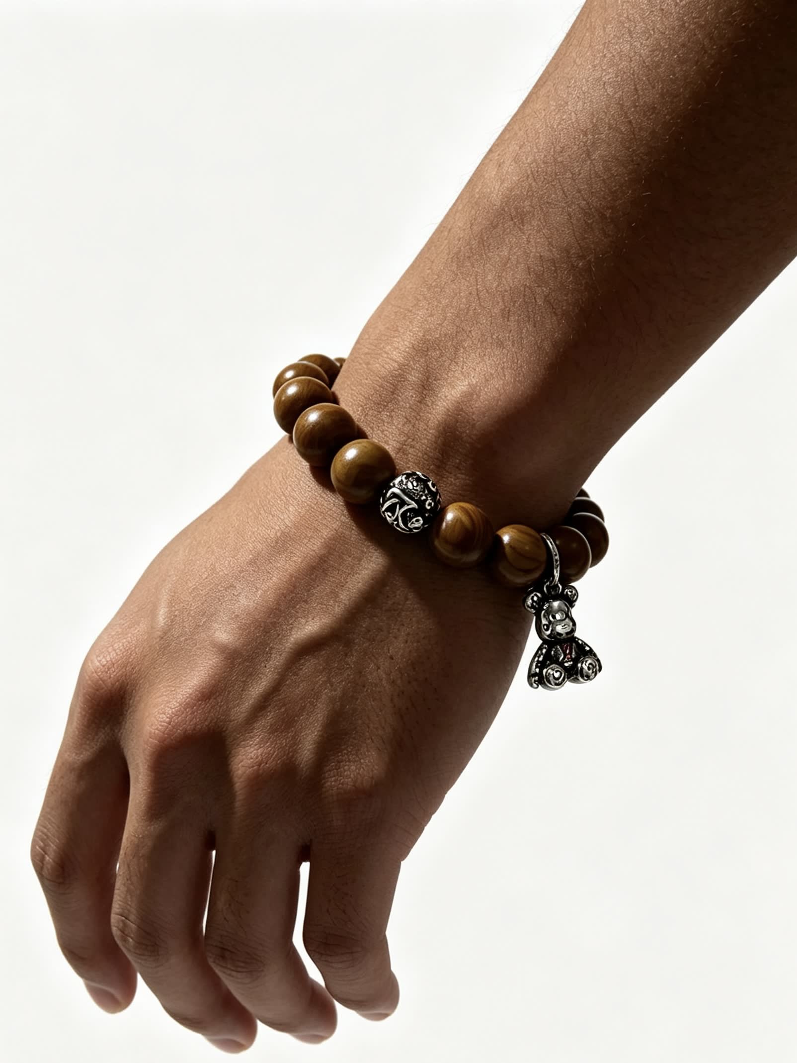 Louis Vuitton Brown Beaded Bracelet with Silver Accents